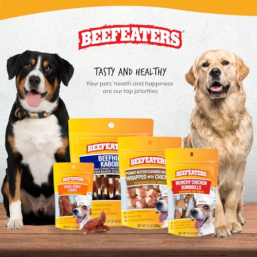 Beefeaters Dog Treats - Med Knotted Bone 4" PB Flavor 2ct, Case of 12 | Rawhide Free Dog Food | Real Peanut Butter | No Artificial Flavors | Dental Cleaning | Training Treats for All Dog Sizes