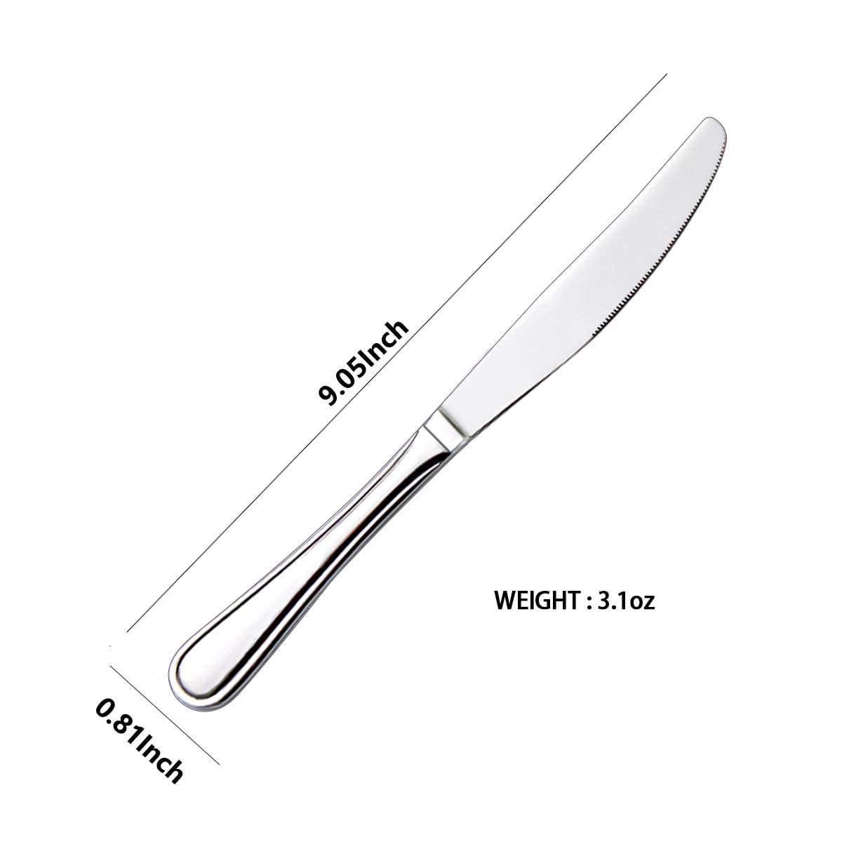 HISSF Dinner knife 4 Pieces Stainless Steel Butter Knife Set, Silver