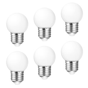 poinivo 1w led night light bulb,e26 g45/g14 1w led light bulbs,low wattage globe small light bulbs,3000k soft white,5w equivalent,for bathroom vanity porch christmas party bar,non-dimmable,6 pack