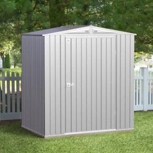 Arrow Shed Elite 6' x 6' Outdoor Lockable Gable Roof Steel Storage Shed Building, Silver