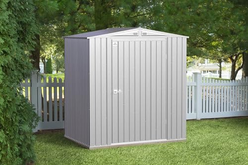 Arrow Shed Elite 6' x 6' Outdoor Lockable Gable Roof Steel Storage Shed Building, Silver