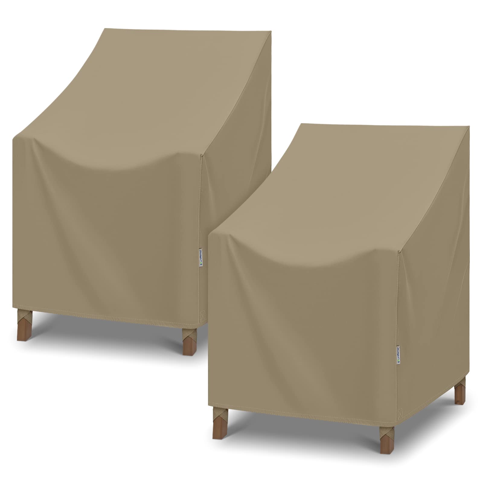 SunPatio Outdoor Dining Chair Covers Waterproof, Heavy Duty Patio Chair Covers for Outdoor Furniture, Fade Resistant Lawn Furniture Covers, All Weather Protection, 2Pack - 27" W x 29" D x 35" H, Taupe