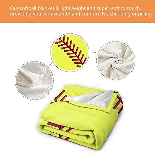 COLLA Softball Blanket Softball Gift for Girls Youth, Softball Gifts for Team, Soft Fuzzy Softball Throw Blankets for Couch Bedroom Decor 50x40 Inch, Softball Birthday Gift