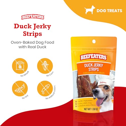 Beefeaters Duck Jerky Strips Dog Treat, 1.58oz, Case of 12, Brown