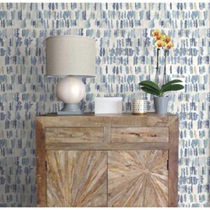 RoomMates RMK12533RL Watercolor Fountain Peel and Stick Wallpaper, 6" x 12", Blue, 28 Sq Ft