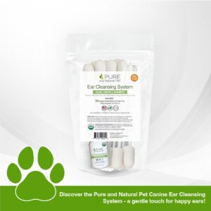 Pure and Natural Pet Canine Ear Cleansing System (2 oz USDA Organic Ear Serum & Medical Grade Double Sided Tips 15 ct)