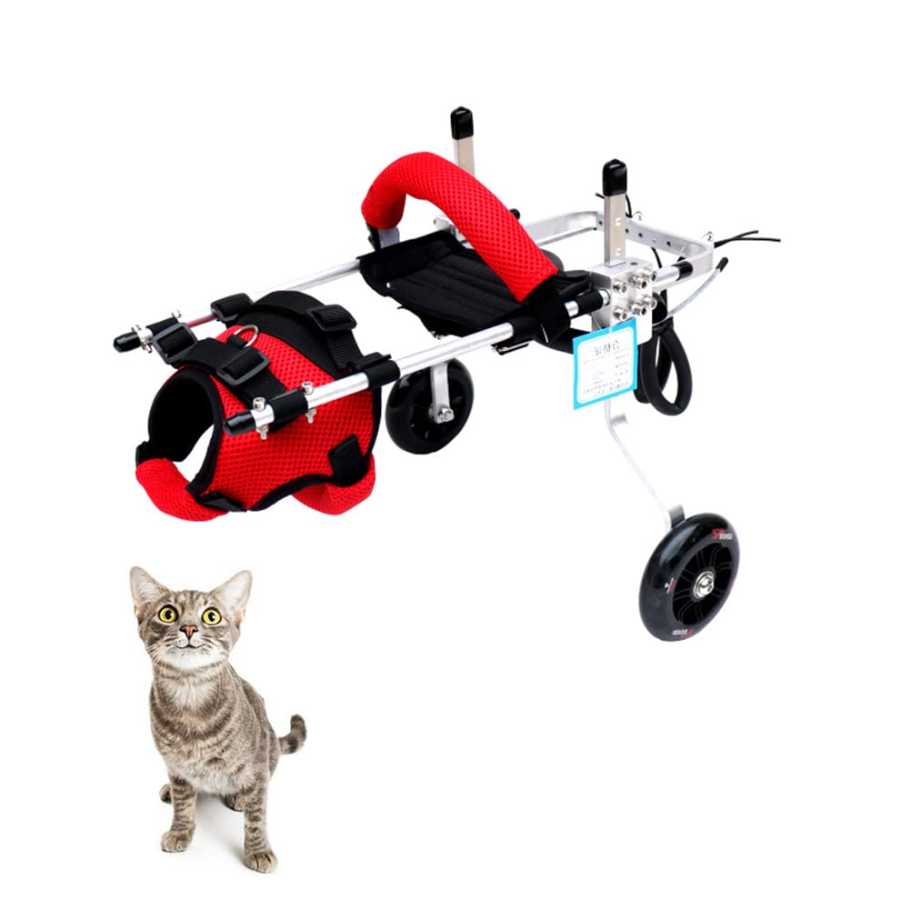 Cat Wheelchair, Lightweight 2 Wheels Pet Wheelchair, Adjustable Cat Barrier Wheels for Rehabilitation Aid for The Back Legs of Aging, Disabled, Injured, Arthritis, Weak cats/pets (S)