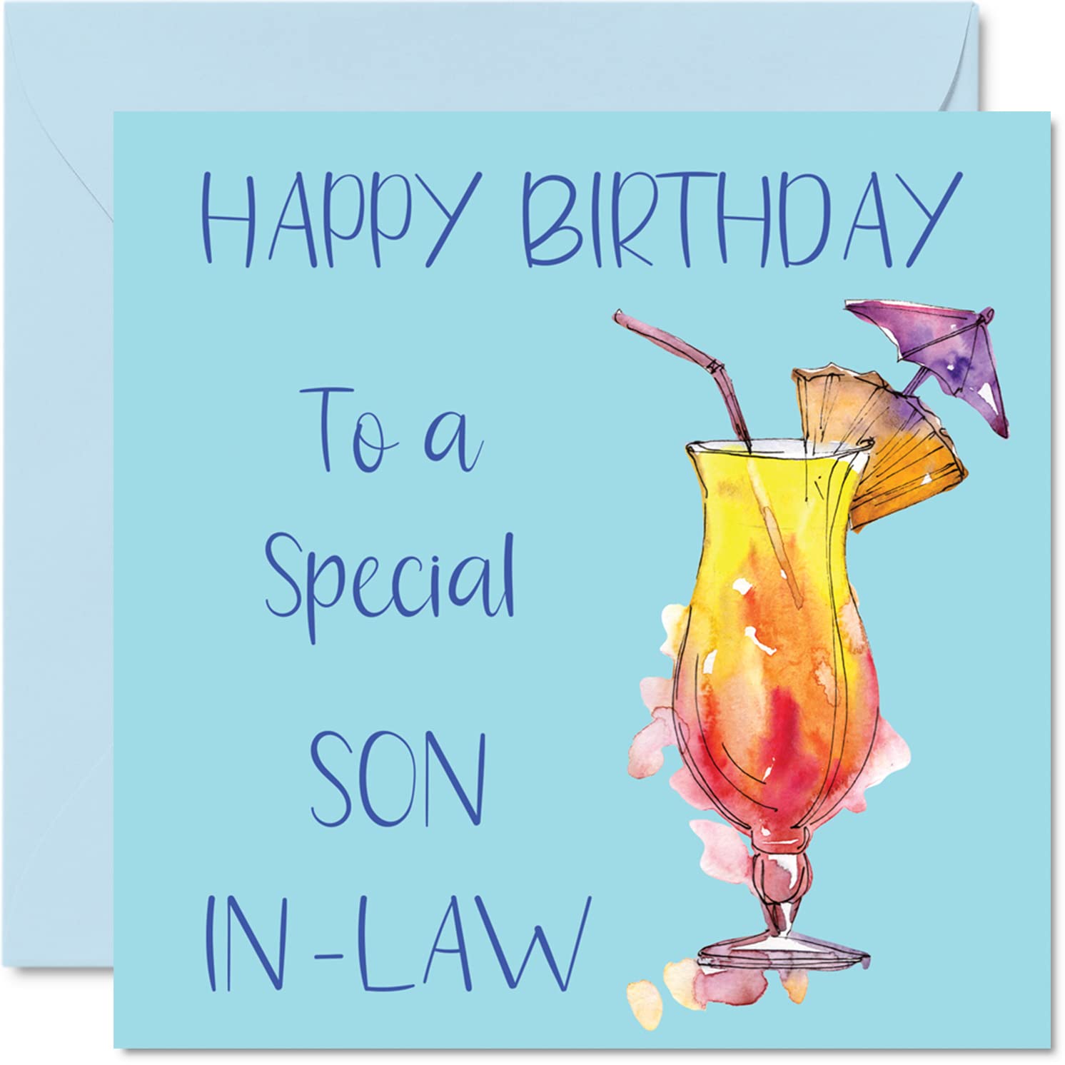 Stuff4 - Happy Birthday Son-In-Law Letter Print Card, 145mm x 145mm, Blank Inside, Forest Stewardship Council Certified, Made in UK