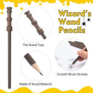 YoHold Wizard Party Supplies Set - Wand Pencils,Wizard Glasses with No Lenses,Lightning Bolt Scar Temporary Tattoo, Gifts for Magic Birthday Party Favors,School Reward,Halloween Decor,12pcs each