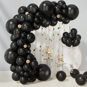 black balloons 85 pcs black balloon garland arch kit 5/10/12/18 inch different sizes black matte latex balloons for graduation party decorations wedding birthday party anniversary decorations