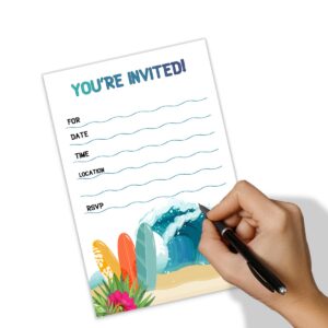 wuguimeii Summer Surf's Up Fun Birthday Party Invitations with Envelopes(20 pack)