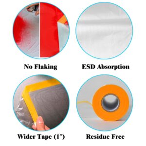 LLPT Tape and Drape 59.1”(Unfolded) x 66 Ft Each 2 Pack Pre-Taped Masking Film 0.27 Mil Painters Plastic Drop Cloth for Auto Wall Furniture Painting Protection (MFT1502)