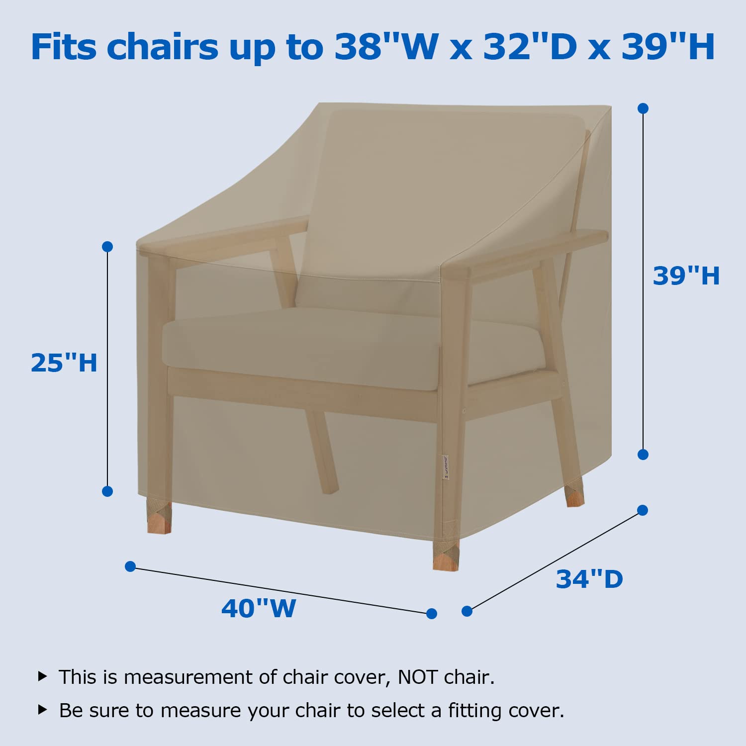 SunPatio Outdoor Oversized Chair Covers, Heavy Duty Waterproof Patio Large Chair Covers, Fade Resistant Outdoor Furniture Covers, All Weather Protection, 2 Pack - 40" W x 34" D x 39" H, Taupe