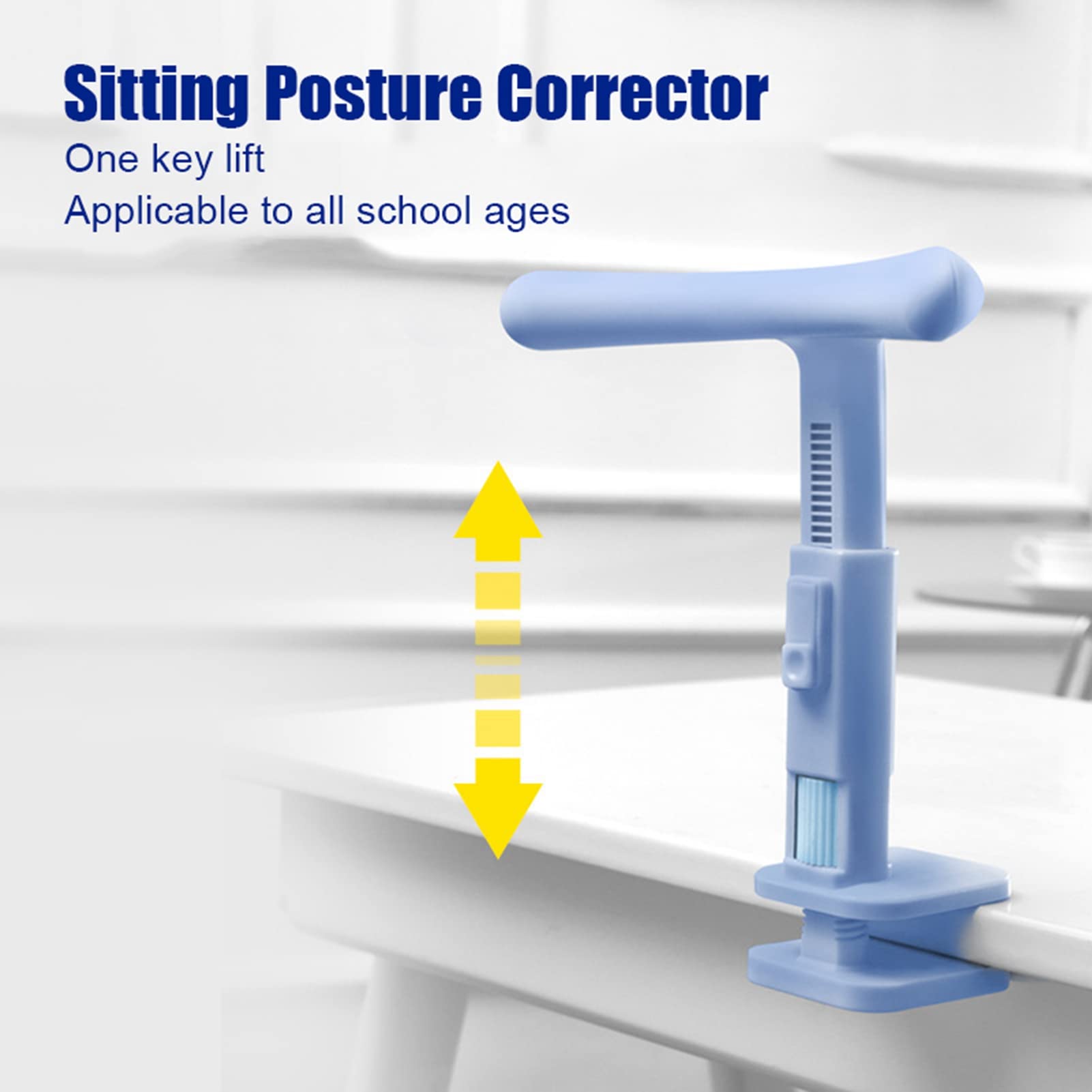 Gaeirt Kid Sitting Posture Corrector, PP ABS Writing Sitting Posture Corrector Height Adjustable for Home Study for Student(Blue)