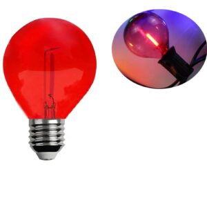 15 Pack G40 Plastic LED Replacement Light Bulbs 1W Shatterproof Red Color Filament Globe Bulbs E12 Candelabra Base Christmas Round Replacement Bulbs for Outdoor Indoor Patio String Lights(Red)