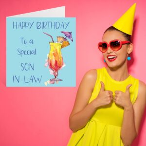 Stuff4 - Happy Birthday Son-In-Law Letter Print Card, 145mm x 145mm, Blank Inside, Forest Stewardship Council Certified, Made in UK