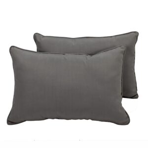 Factory Direct Partners FDP Presidio Pillows 16" x 24" Solid Lumbar Pillow Set with Piping; Indoor/Outdoor Furniture; UV, Fade, Weather-Resistant Olefin Fabric (2-Pack) - Gray, 13813-GY