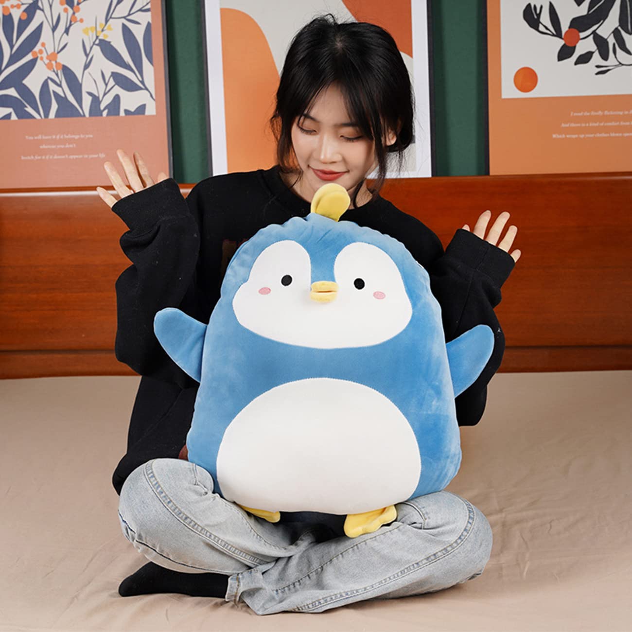 COSGOO 17.7 Inch Soft Blue Penguin Plush Hugging Pillow Cute Penguin Stuffed Animal Plushies Penguin Doll Toy Kids Stuffed Animals Penguin Plush Toys for Birthday, Valentine, Christmas or Daily