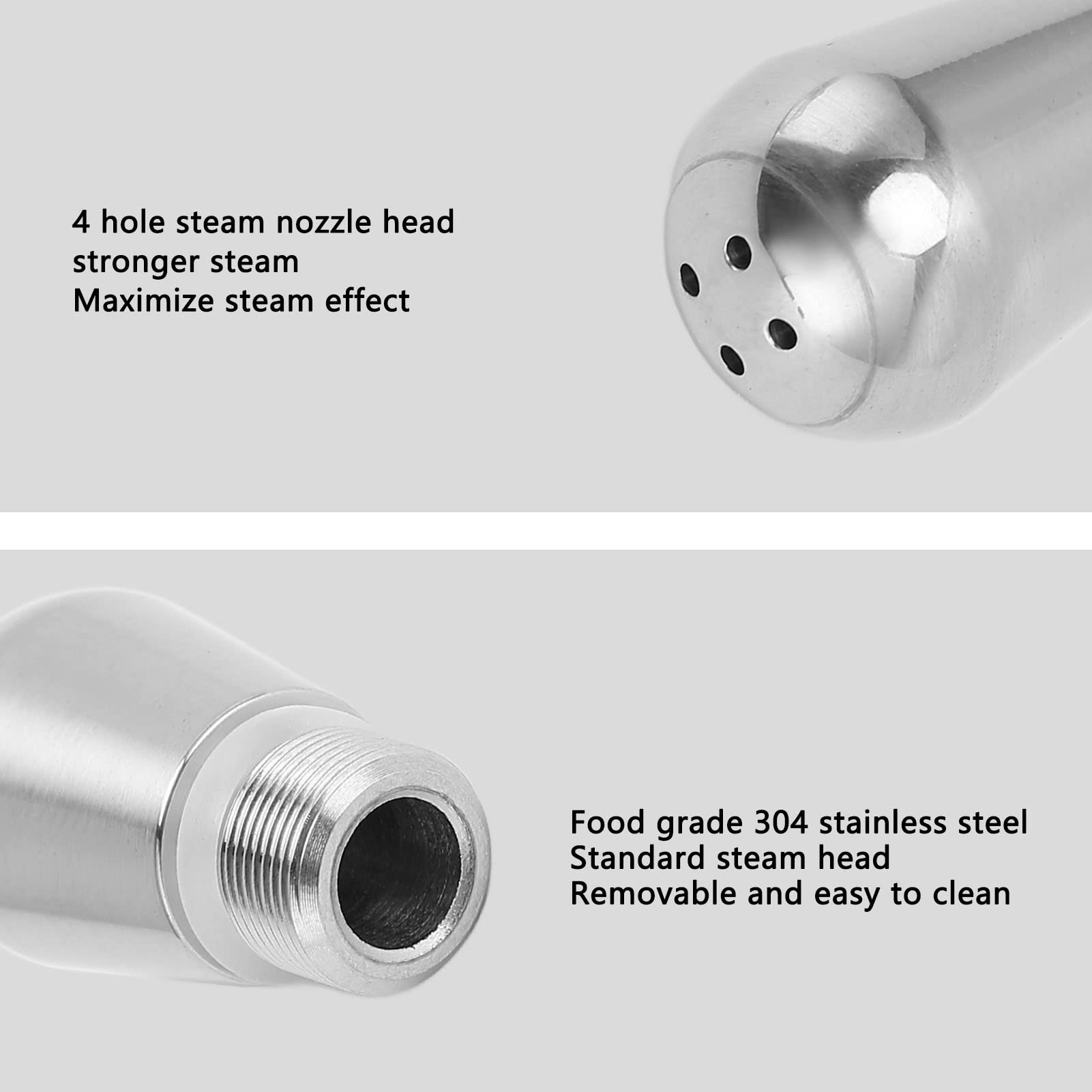 Coffee Machine Nozzle, 4 Hole Stainless Steel Steam Nozzle Coffee Machine Spout Coffee Machine Replacement Milk Foam Nozzle Replacement for Breville 8