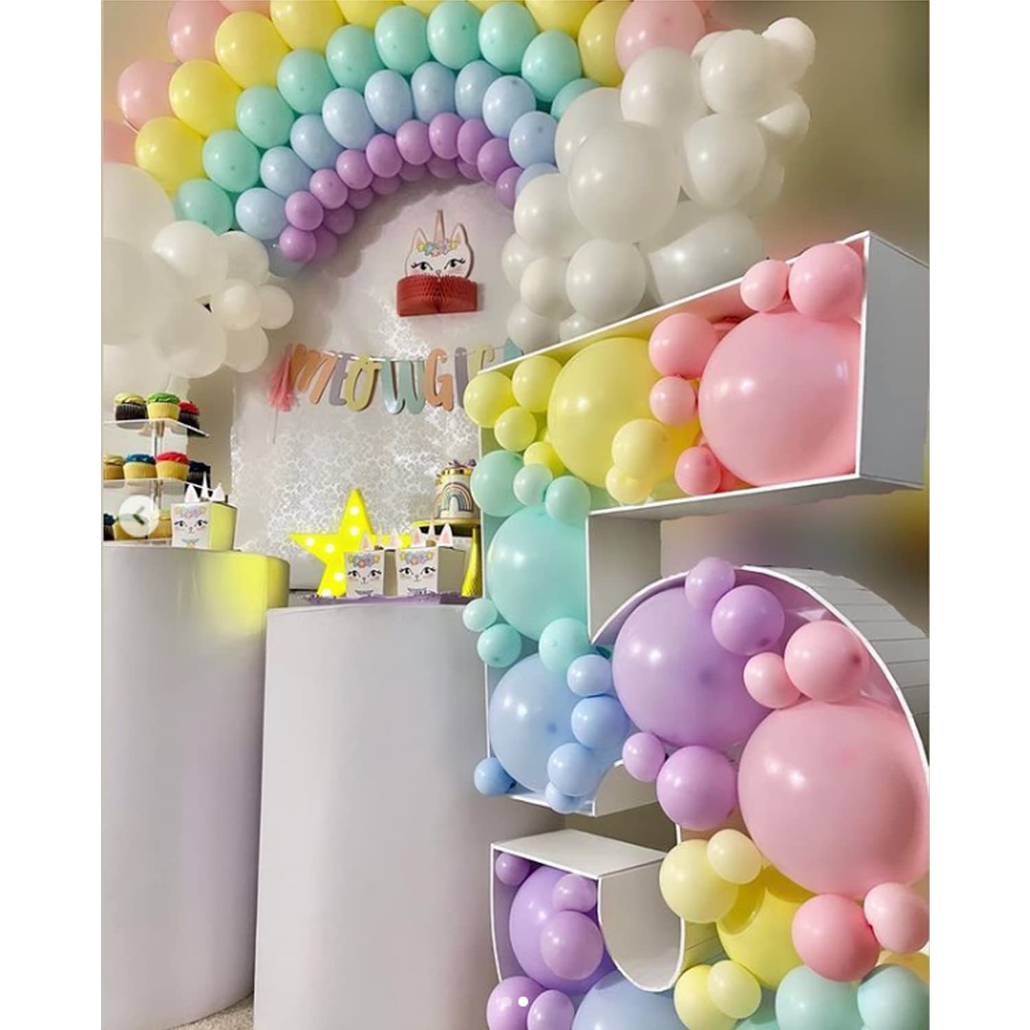 Pastel Balloons Garland Arch Kit - 132pcs Rainbow Macaron Balloons Arch Kit in 5" 12" 18" Ice Cream Party Balloons for Kids Birthday Wedding Bride Shower Baby Shower Party Decorations