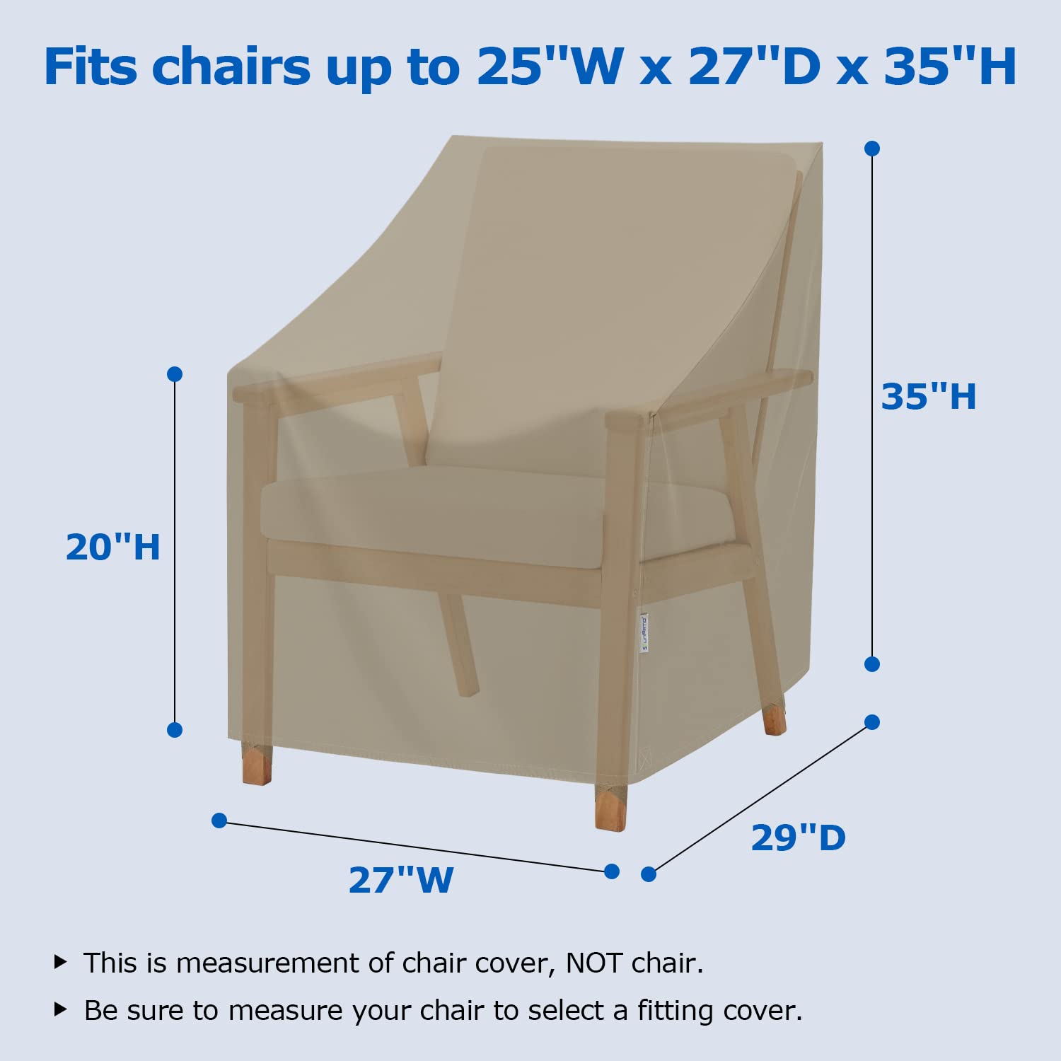 SunPatio Outdoor Dining Chair Covers Waterproof, Heavy Duty Patio Chair Covers for Outdoor Furniture, Fade Resistant Lawn Furniture Covers, All Weather Protection, 2Pack - 27" W x 29" D x 35" H, Taupe