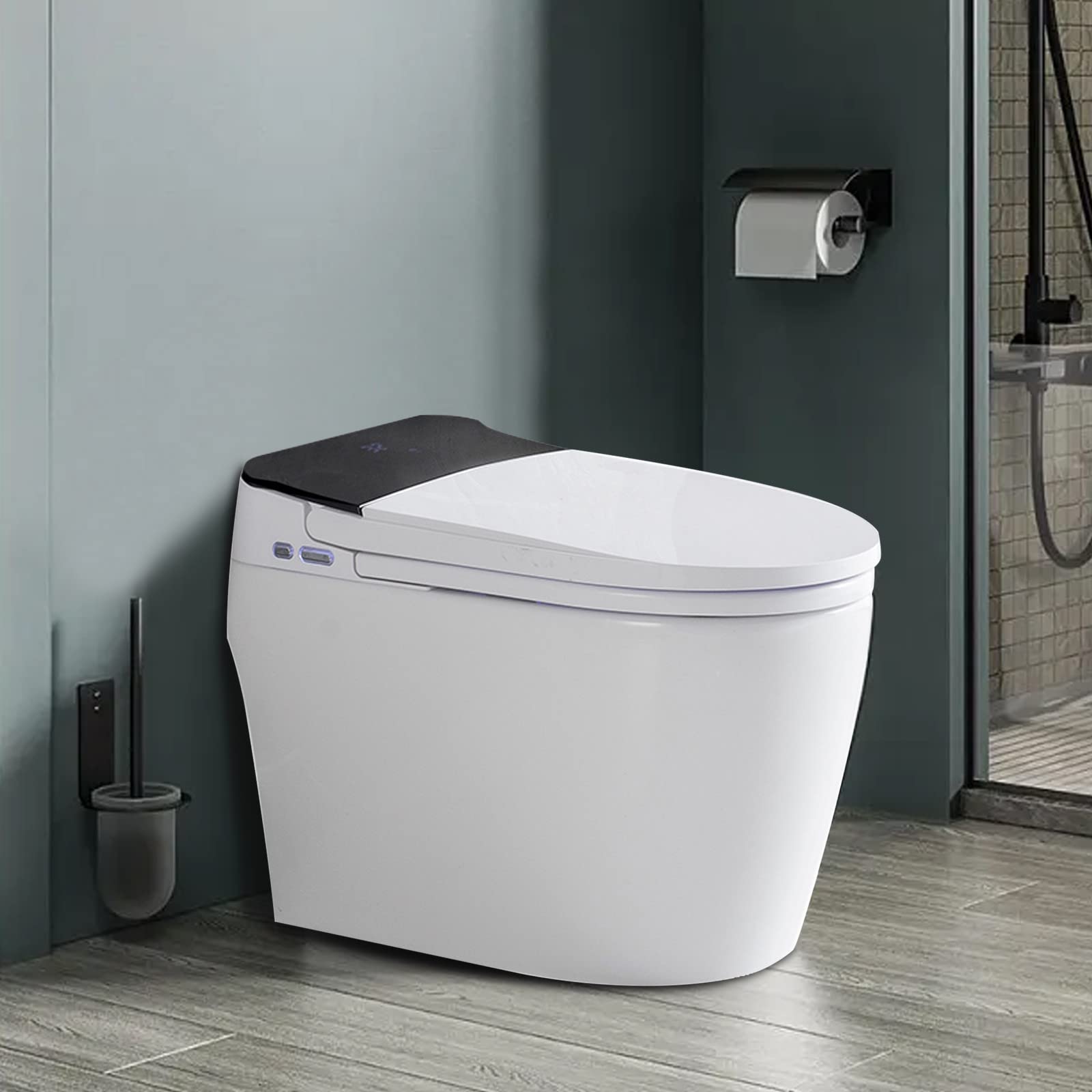 Smart Advanced Luxury Bidet Toilet, Elongated One-Piece Adjustable Functions Bidet Seats with Soft Closing Seat Functions, Temperature-Controlled Cleaning and Drying