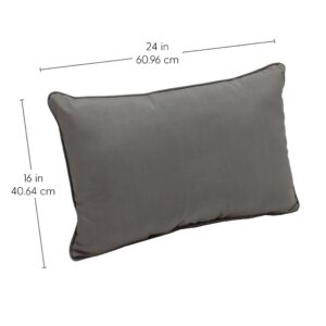 Factory Direct Partners FDP Presidio Pillows 16" x 24" Solid Lumbar Pillow Set with Piping; Indoor/Outdoor Furniture; UV, Fade, Weather-Resistant Olefin Fabric (2-Pack) - Gray, 13813-GY