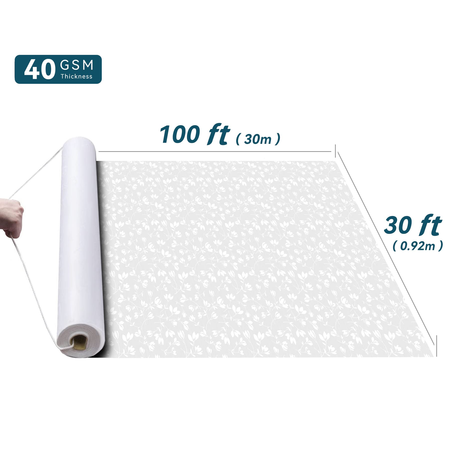 EZLucky Aisle Runner for Wedding Ceremony 3X100 ft, White Olive Branch Scroll Pattern, Pull String Included, Perfect for Wedding, Parties, Christmas Decor, Indoor & Outdoor Use 40gsm Thickness