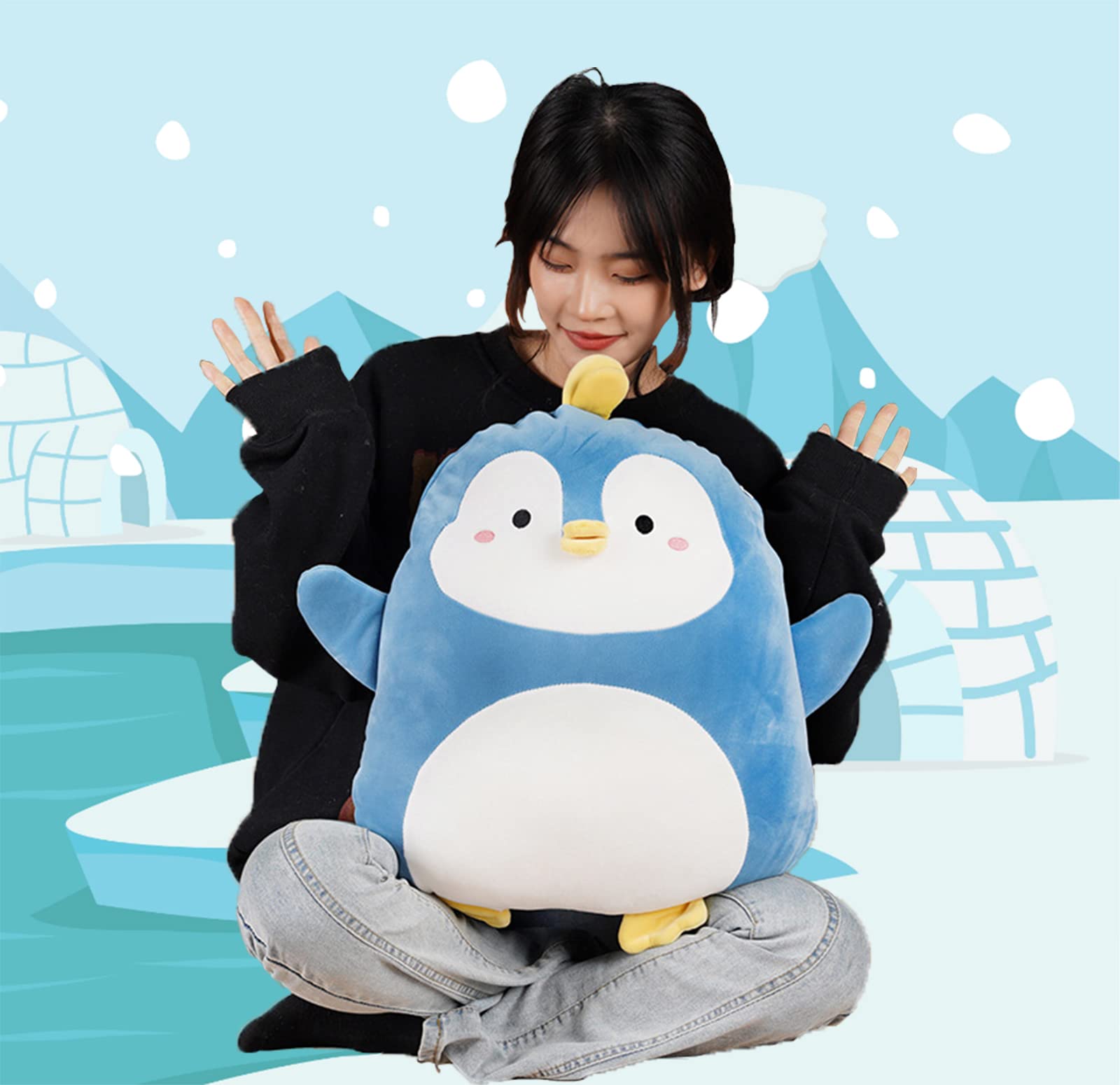 COSGOO 17.7 Inch Soft Blue Penguin Plush Hugging Pillow Cute Penguin Stuffed Animal Plushies Penguin Doll Toy Kids Stuffed Animals Penguin Plush Toys for Birthday, Valentine, Christmas or Daily