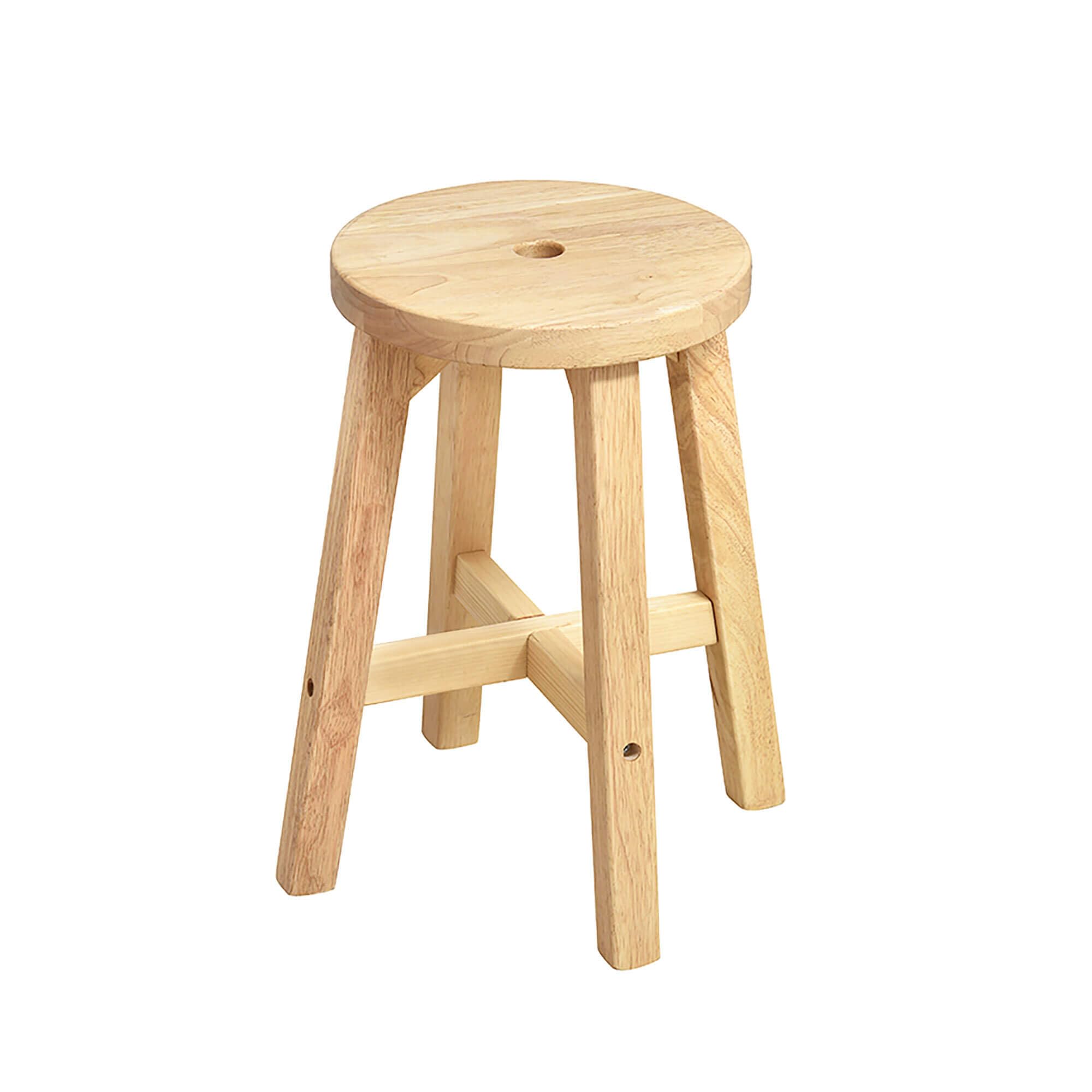 Lestar Round Wooden Stool, Solid Wood 18 Inch Stool, Small Wooden Shoe Changing Stool, Solid Wood Vanity Stool Plant Stool 350 lbs Capacity