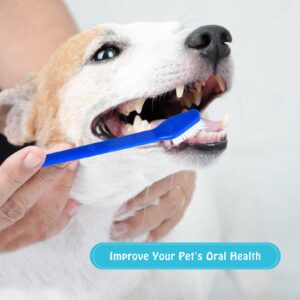 Elesunory 60 Pcs Dog Toothbrush Bulk, Dual Headed Dental Dog Toothbrush Set, Long Handle Toothbrush for Dogs Cat Puppy Teeth Cleaning Dental Oral Care (Blue)