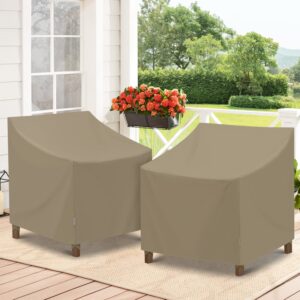 SunPatio Outdoor Oversized Chair Covers, Heavy Duty Waterproof Patio Large Chair Covers, Fade Resistant Outdoor Furniture Covers, All Weather Protection, 2 Pack - 40" W x 34" D x 39" H, Taupe