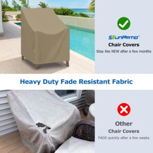 SunPatio Outdoor Dining Chair Covers Waterproof, Heavy Duty Patio Chair Covers for Outdoor Furniture, Fade Resistant Lawn Furniture Covers, All Weather Protection, 2Pack - 27" W x 29" D x 35" H, Taupe