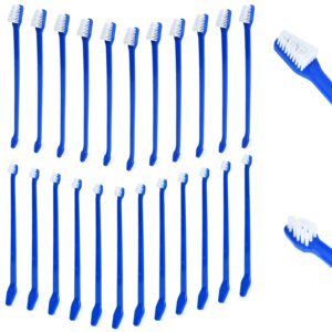 elesunory 60 pcs dog toothbrush bulk, dual headed dental dog toothbrush set, long handle toothbrush for dogs cat puppy teeth cleaning dental oral care (blue)