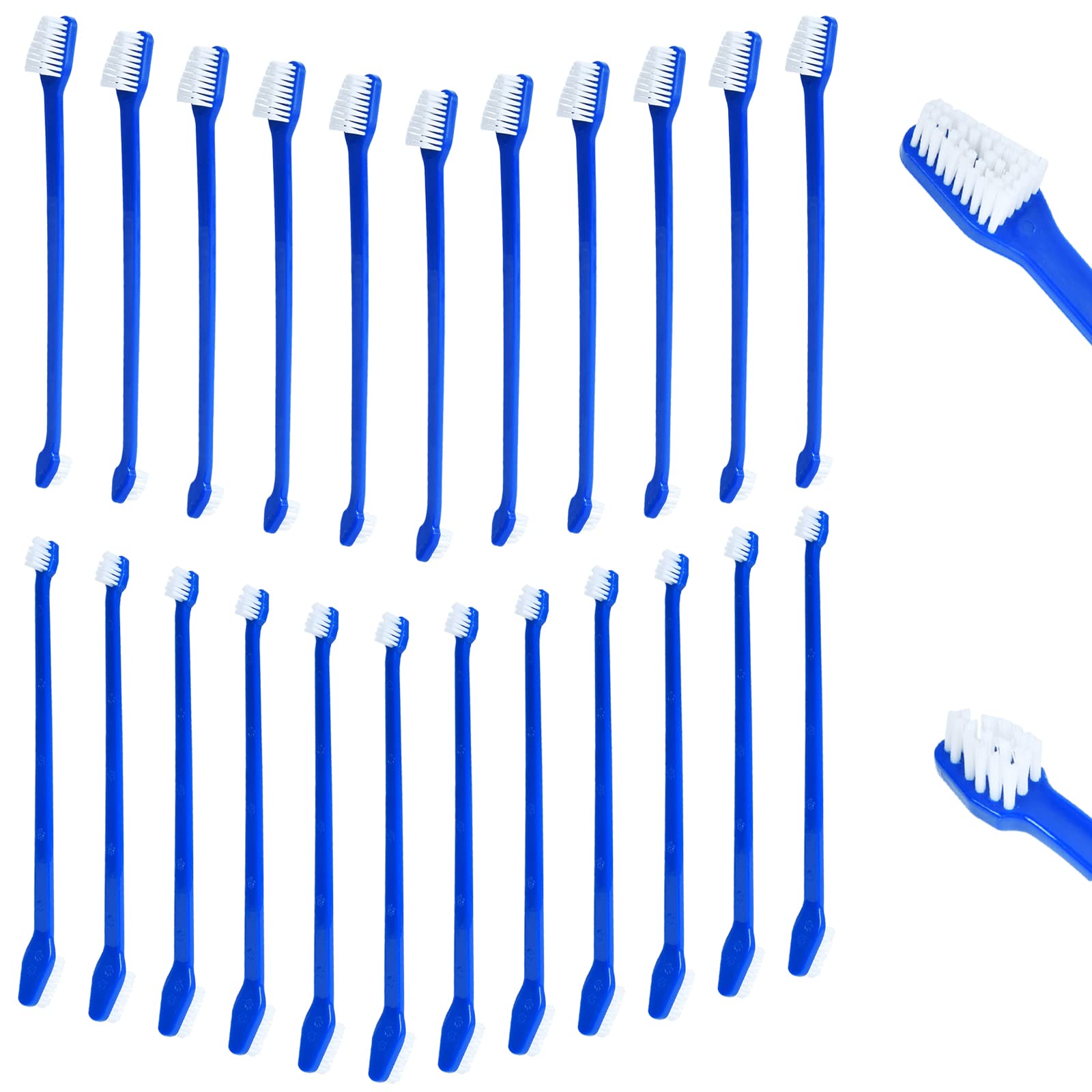 Elesunory 60 Pcs Dog Toothbrush Bulk, Dual Headed Dental Dog Toothbrush Set, Long Handle Toothbrush for Dogs Cat Puppy Teeth Cleaning Dental Oral Care (Blue)