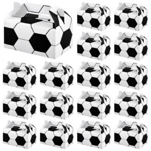 durony 16 pack soccer treat boxes sports party supplies soccer party favors football bags candy goodie gift boxes for soccer team birthday baby shower decorations 6.2 x 6.2 x 3.5 inch