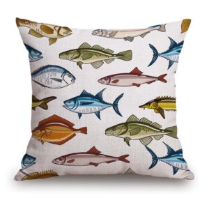 tssohu outdoor patio throw pillow cover fishs farmhouse décor outside furniture swing seat bench chair decorative cushion cases 18x18 inch deep seat bed couch sofa