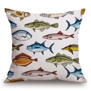 TSSOHU Outdoor Patio Throw Pillow Cover Fishs Farmhouse Décor Outside Furniture Swing Seat Bench Chair Decorative Cushion Cases 18x18 inch Deep Seat Bed Couch Sofa