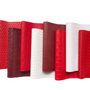 8pcs/set (20cmx32cm) red series woven faux leather sheets, includes braided and lattice striped fabrics, for making earrings, handbag, hair bows and diy crafts