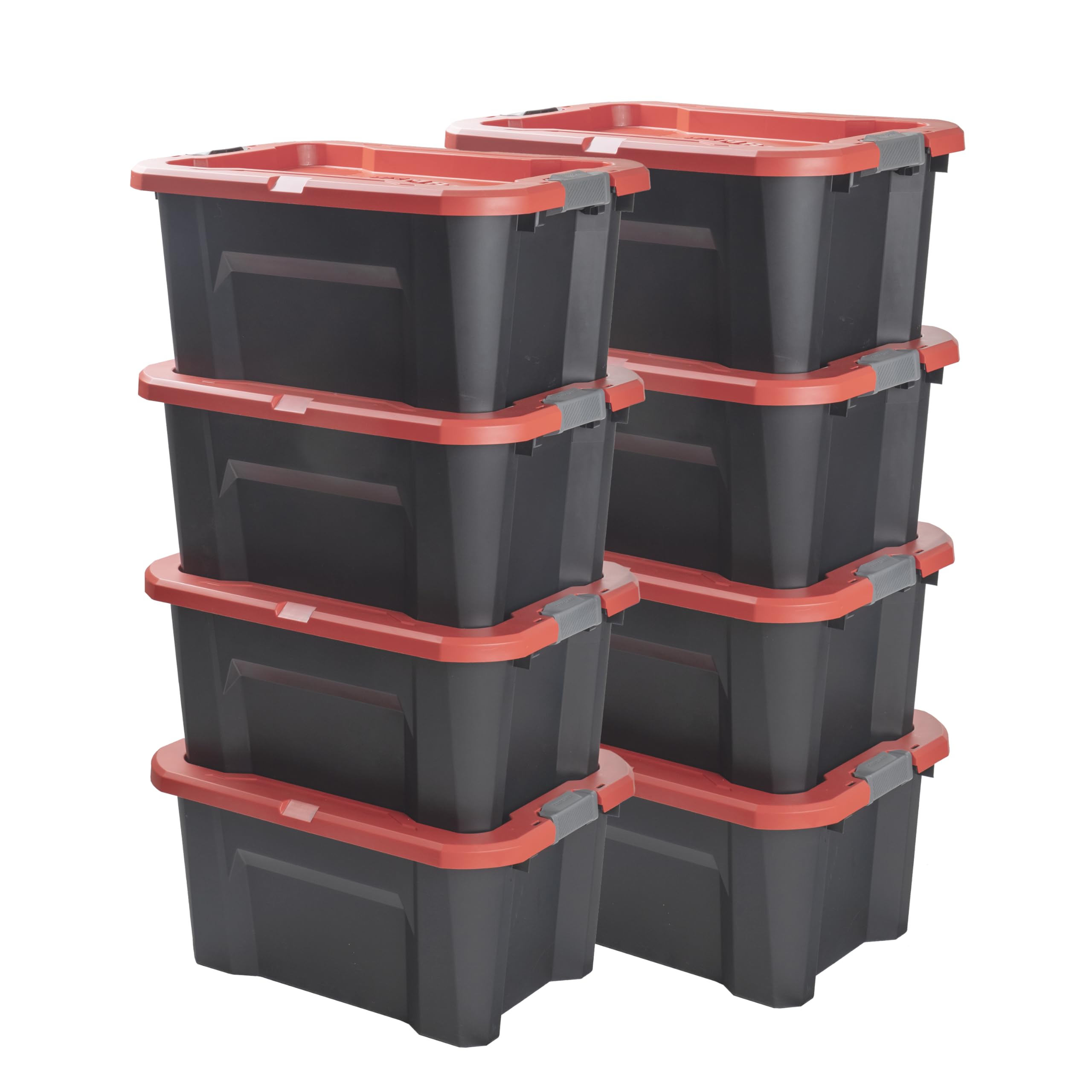 CX CRAFTSMAN, 20-Gallon Highly Durable Storage Bin & Dual Latching Lid, (14.3”H x 19.7”W x 28.2”D), Versatile Stacking Tote and Weather-Resistant Design, American Made [8 Pack]