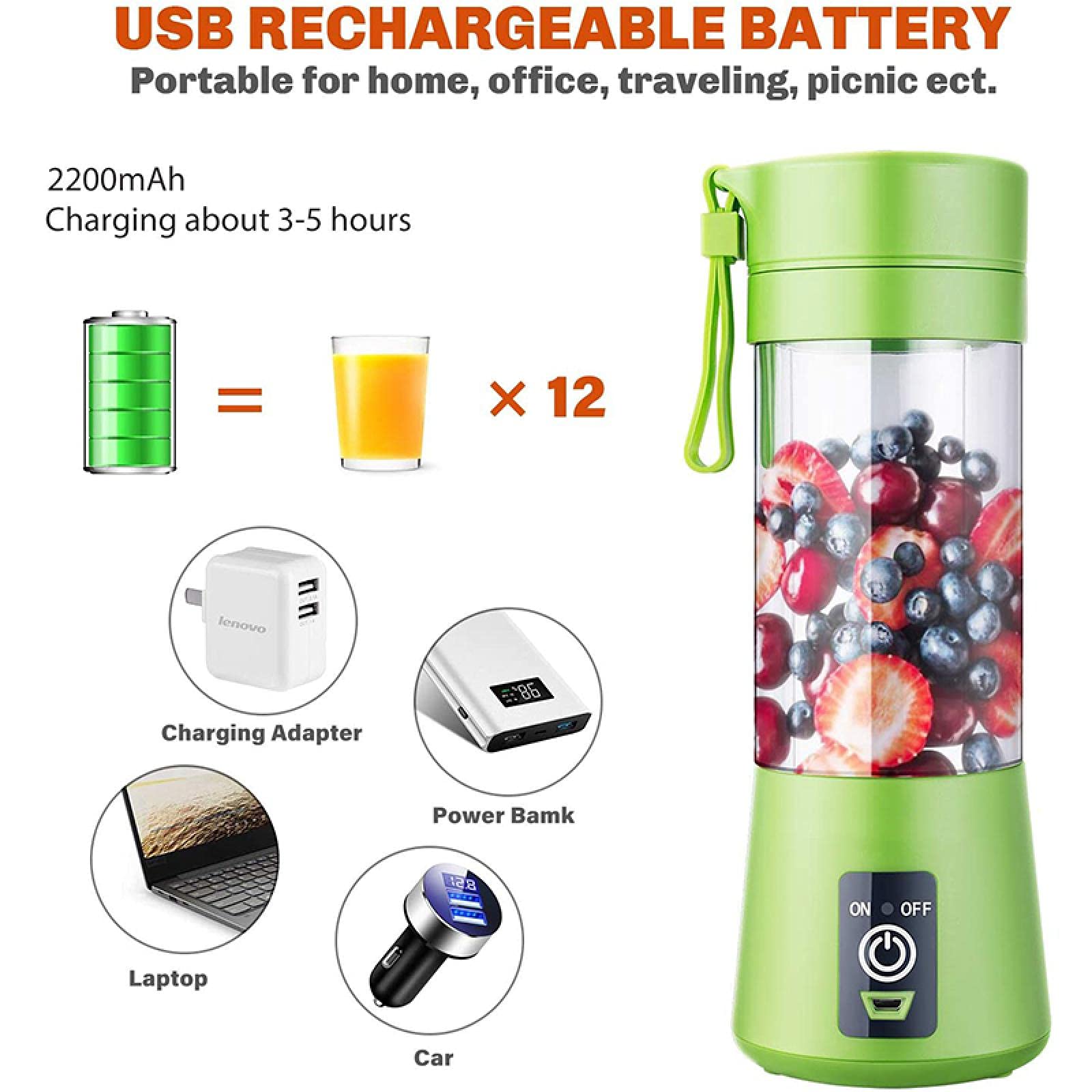 LeMall Multifunctional Portable Blender, Electric Juicer, Smoothie Blender, Mini Food Processor, Mini Smoothie Juice Cup USB Rechargeable, Green