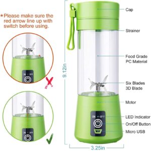 LeMall Multifunctional Portable Blender, Electric Juicer, Smoothie Blender, Mini Food Processor, Mini Smoothie Juice Cup USB Rechargeable, Green