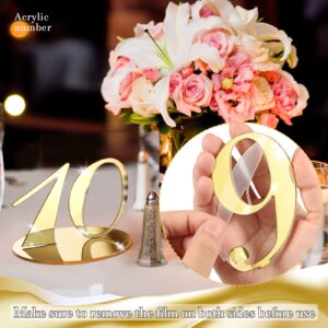 30 Pcs Table Numbers Gold Wedding Table Numbers for Reception Acrylic Banquets Table Numbers with Stand Holder Elegant Mirror Table Numbers for Wedding Party Birthday Anniversary Event Catering Decor