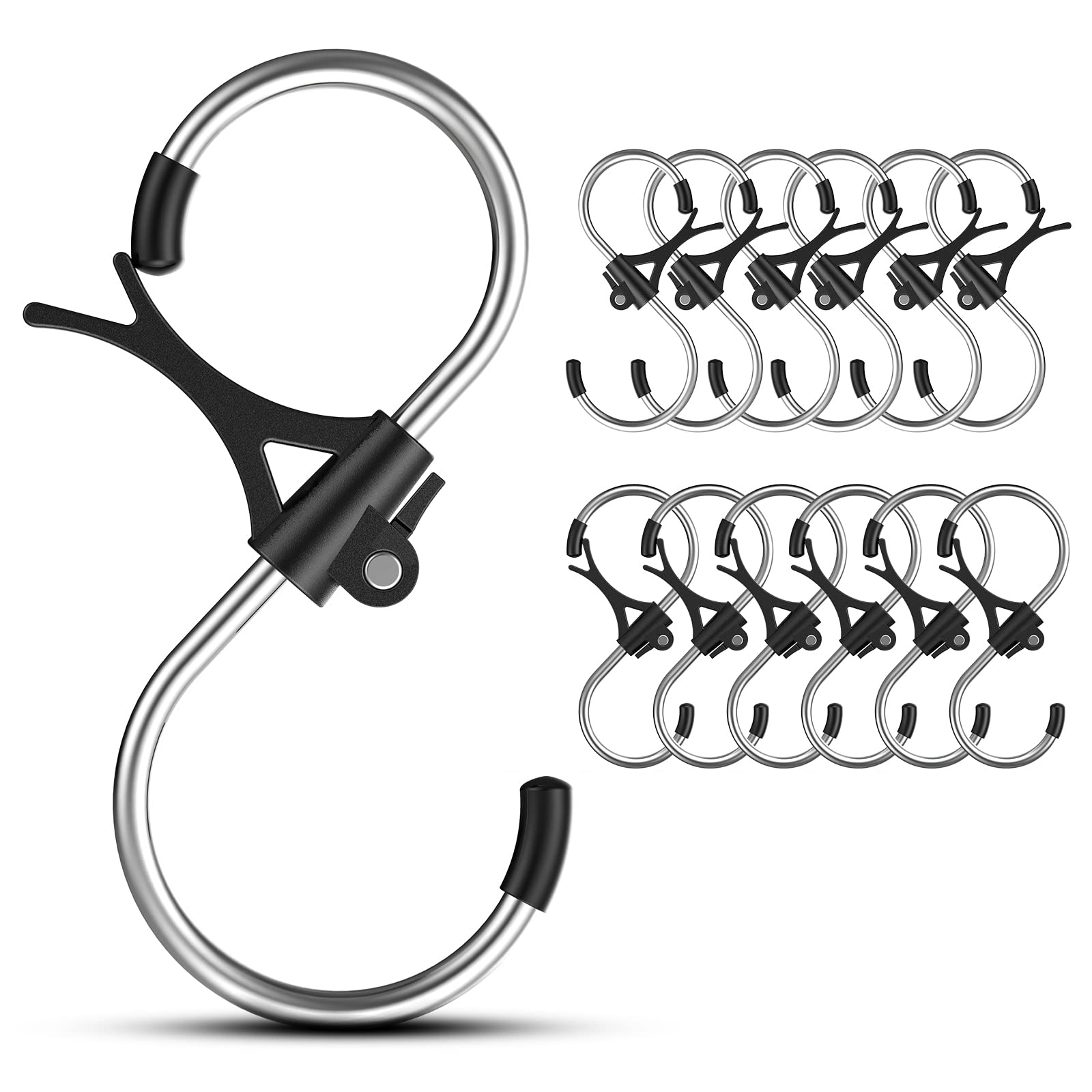 HCCMALL S Hooks Stainless Steel Heavy Duty S Hooks Anti Drop for Kitchen,Work Shop,Bathroom,Garden,Wardrobe,Office,Perfect Rack Hooks,12Pieces (12, 73x37mm)