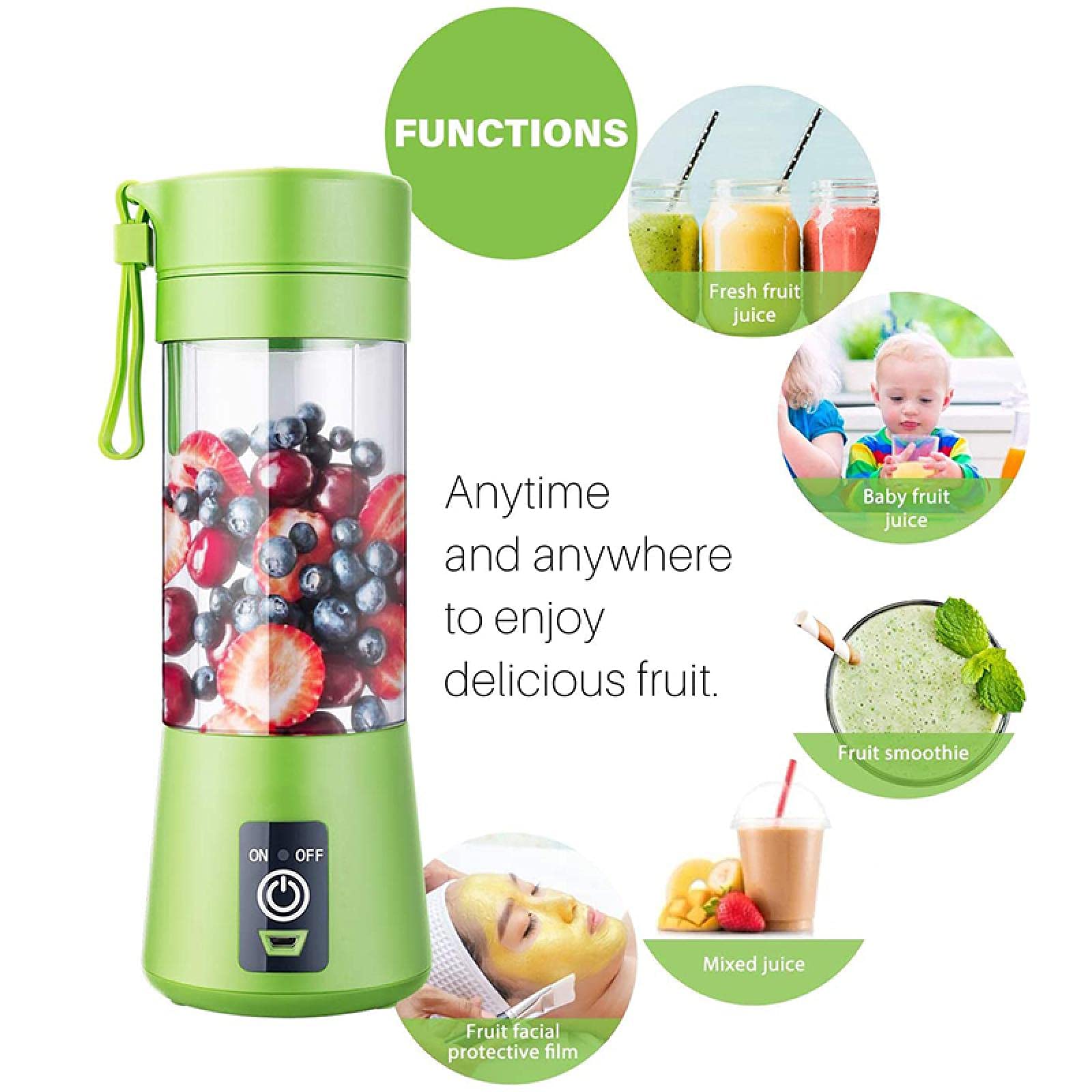 LeMall Multifunctional Portable Blender, Electric Juicer, Smoothie Blender, Mini Food Processor, Mini Smoothie Juice Cup USB Rechargeable, Green