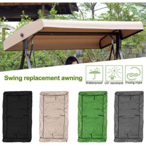 Patio Swing Canopy Replacement Top Cover, Replacement Canopy for Swing Seat, Patio Hammock Swing Chair Top Cover for Garden Outdoor Patio, 191x120x18/23cm, Beige