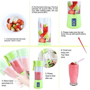 LeMall Multifunctional Portable Blender, Electric Juicer, Smoothie Blender, Mini Food Processor, Mini Smoothie Juice Cup USB Rechargeable, Green