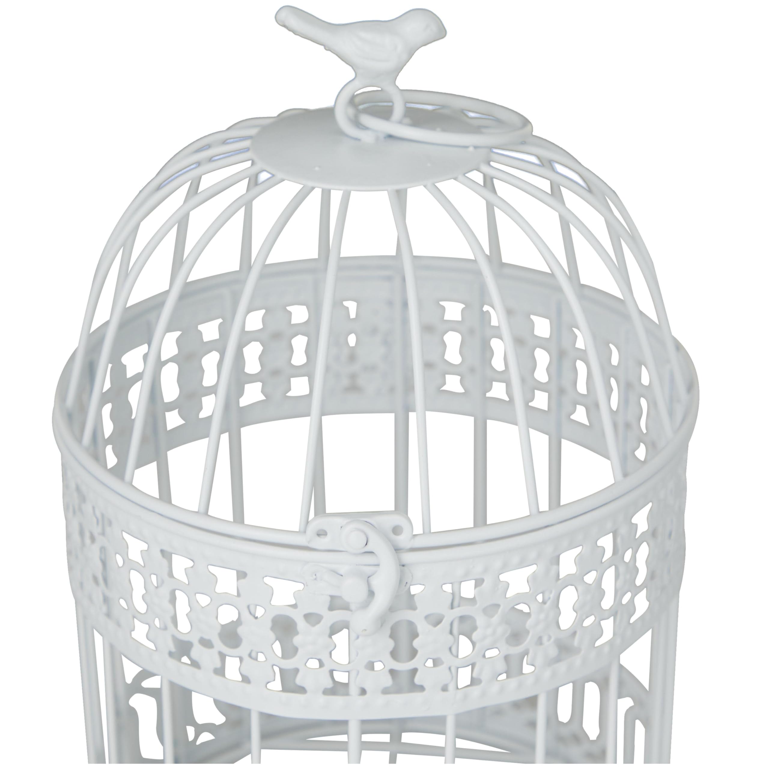 Deco 79 Metal Round Birdcage with Latch Lock Closure and Hanging Hook, Set of 2 16", 12"H, White