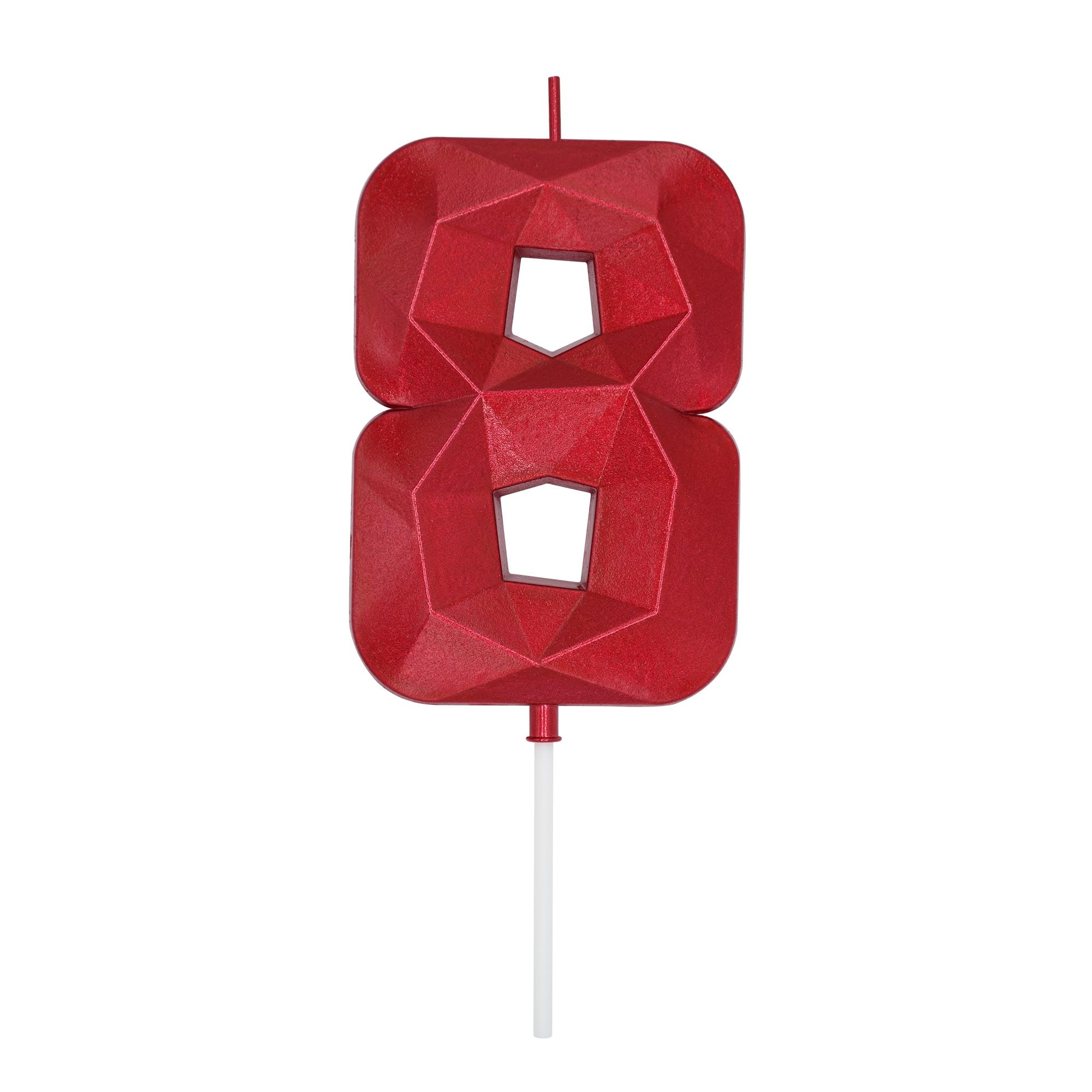 DERVENTA Birthday Candles Big Numbers 3D Red 3.7 inch Party Cake Topper 1 Piece (Number 8 Red)