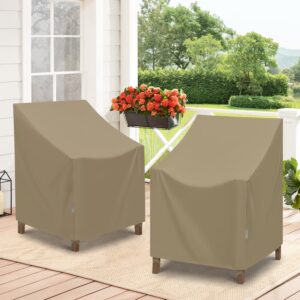 SunPatio Outdoor Dining Chair Covers Waterproof, Heavy Duty Patio Chair Covers for Outdoor Furniture, Fade Resistant Lawn Furniture Covers, All Weather Protection, 2Pack - 27" W x 29" D x 35" H, Taupe